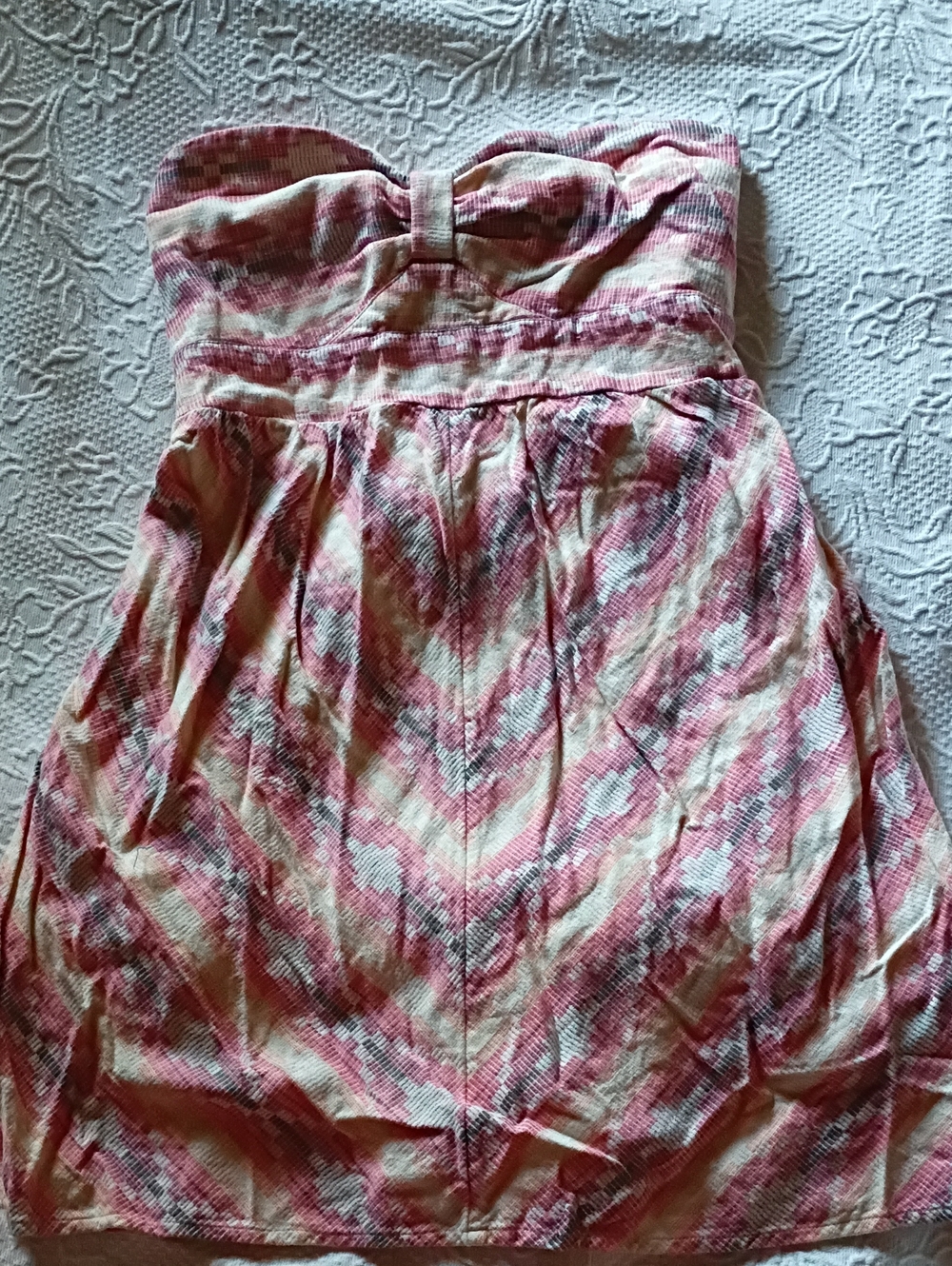 Roxy Strapless Pink Patterned Sundress Beach Summer Cool Comfy Travel
